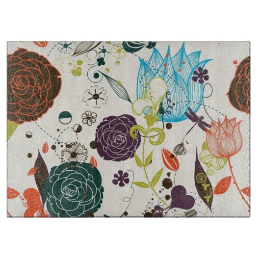 Retro Floral Patroon 2 2 Snijplank (Voorkant)