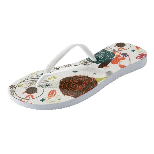 Retro Floral Patroon 2 2 Teenslippers (Schuin)