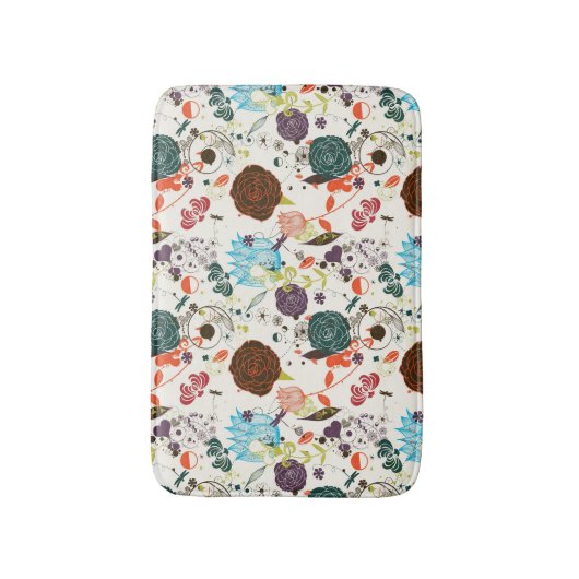 Retro Floral Patroon 2 Badmat (Voorkant Verticaal)