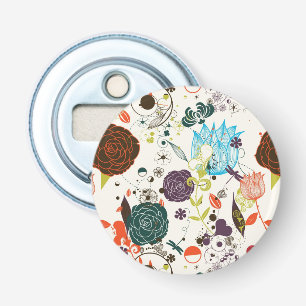 Retro Floral Patroon 2 Button Flesopener