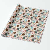 Retro Floral Patroon 2 Cadeaupapier (Uitgerold)