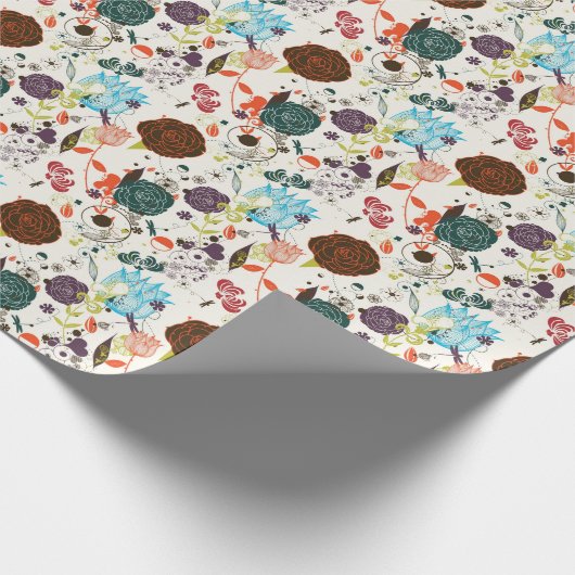 Retro Floral Patroon 2 Cadeaupapier (Hoek)