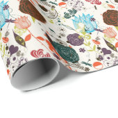 Retro Floral Patroon 2 Cadeaupapier (Rol Hoek)