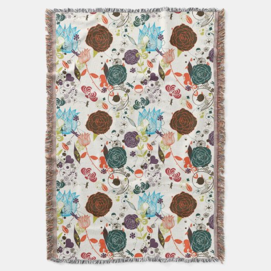 Retro Floral Patroon 2 Deken (Voorkant Verticaal)