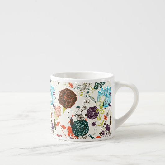 Retro Floral Patroon 2 Espresso Kop (Rechts)