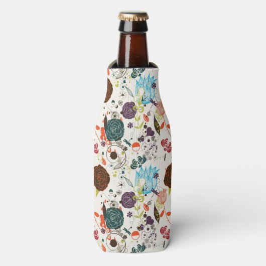 Retro Floral Patroon 2 Flesjeskoeler (Fles Voorkant)