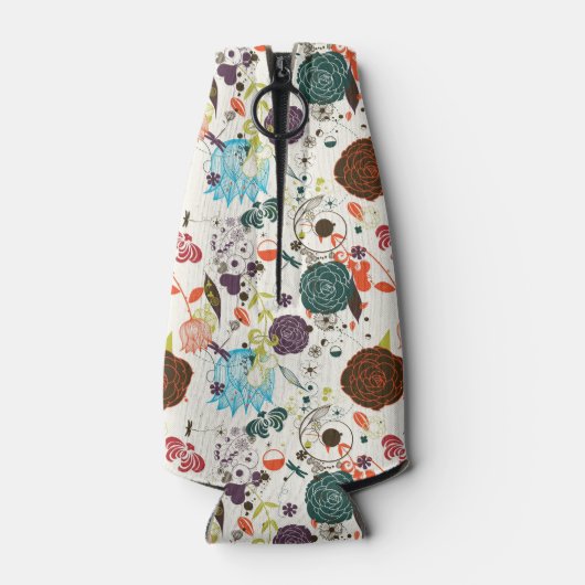 Retro Floral Patroon 2 Flesjeskoeler (Achterkant)