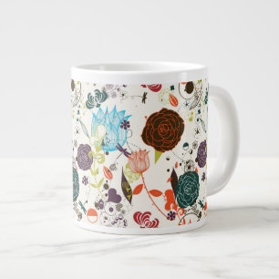 Retro Floral Patroon 2 Grote Koffiekop