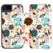 Retro Floral Patroon 2 Incipio iPhone Portemonnee Hoesje (Agenda Open)