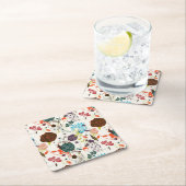 Retro Floral Patroon 2 Kartonnen Onderzetters (Insitu)