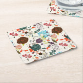 Retro Floral Patroon 2 Kartonnen Onderzetters (Schuin)