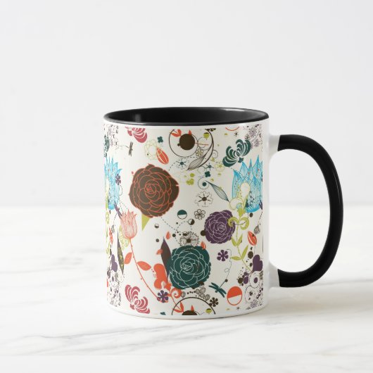 Retro Floral Patroon 2 Mok (Rechts)
