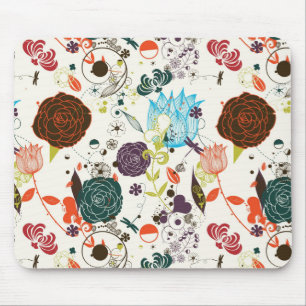 Retro Floral Patroon 2 Muismat