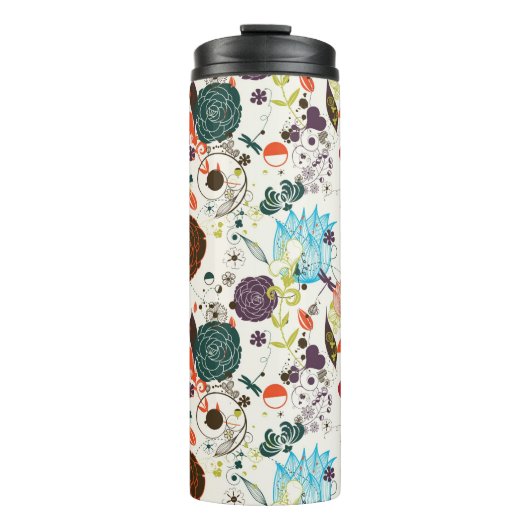 Retro Floral Patroon 2 Thermosbeker (Voorkant)