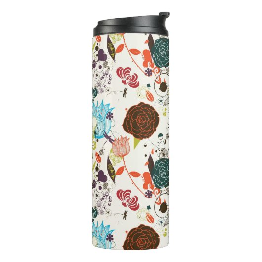 Retro Floral Patroon 2 Thermosbeker (Gedraaid links)
