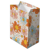  Retro Floral Patroon Medium Cadeauzakje (Voorkant Gekanteld)