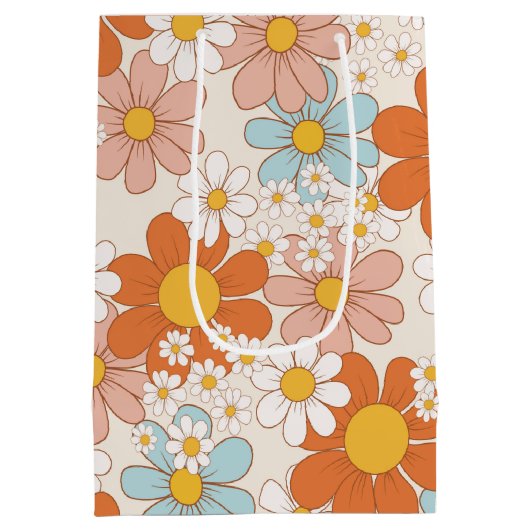  Retro Floral Patroon Medium Cadeauzakje (Achterkant)