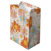  Retro Floral Patroon Medium Cadeauzakje (Achterkant Gekanteld)