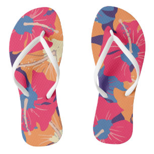 Retro Floral Patroon met Hibiscus Teenslippers
