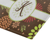 Retro Floral Patroon op bruine monogrammen Snijplank (Hoek)