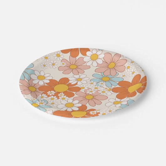  Retro Floral Patroon Papieren Bordje (Gekanteld)