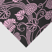 Retro Floral Patroonroze op zwart Tissuepapier (Detail)