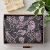 Retro Floral Patroonroze op zwart Tissuepapier (Geschenk)