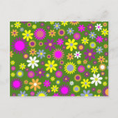 Retro Floral Pattern - 70's Vloerbehangpapier Briefkaart (Voorkant)