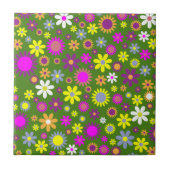 Retro Floral Pattern - 70's Vloerbehangpapier Tegeltje (Voorkant)