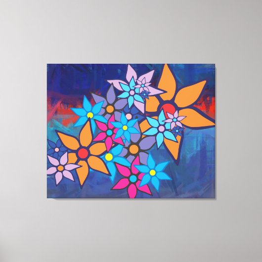 Retro Floral Pattern | Abstract schilderen Canvas Afdruk (Voorkant)