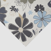 Retro Floral Pattern Blue Tan Tissuepapier (Detail)