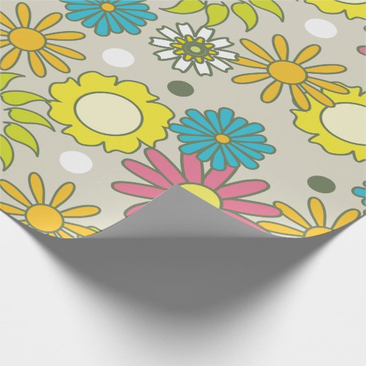 Retro Floral Pattern Cadeaupapier (Hoek)