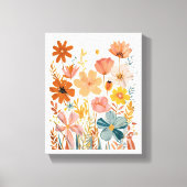 Retro Floral Pattern Canvas Afdruk (Voorkant)