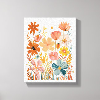 Retro Floral Pattern Canvas Afdruk