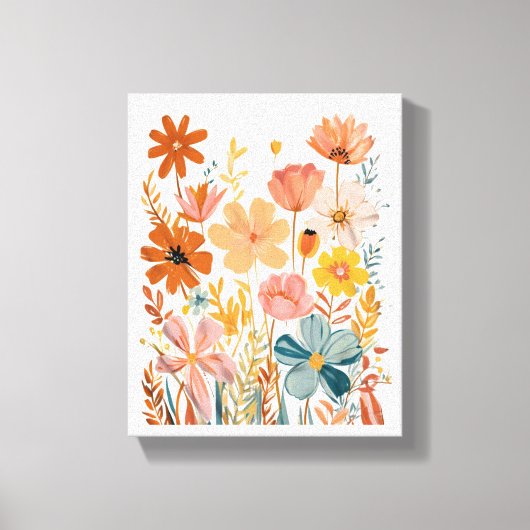 Retro Floral Pattern Canvas Afdruk (Voorkant)