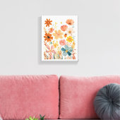 Retro Floral Pattern Canvas Afdruk (Insitu (Woonkamer))