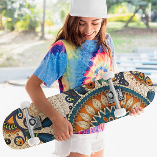 Retro Floral Pattern Cool Trendy Persoonlijk Skateboard