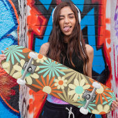 Retro Floral Pattern Cool Trendy Persoonlijk Skateboard