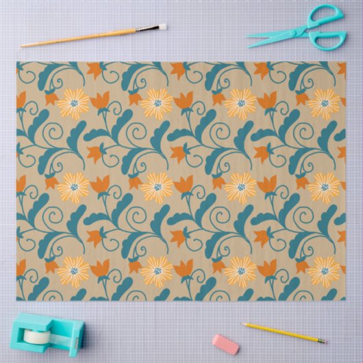 Retro Floral Pattern-document Tissuepapier (Craft)