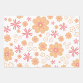 Retro Floral Pattern en Plain Pink Inpakpapier Vel (Voorkant)