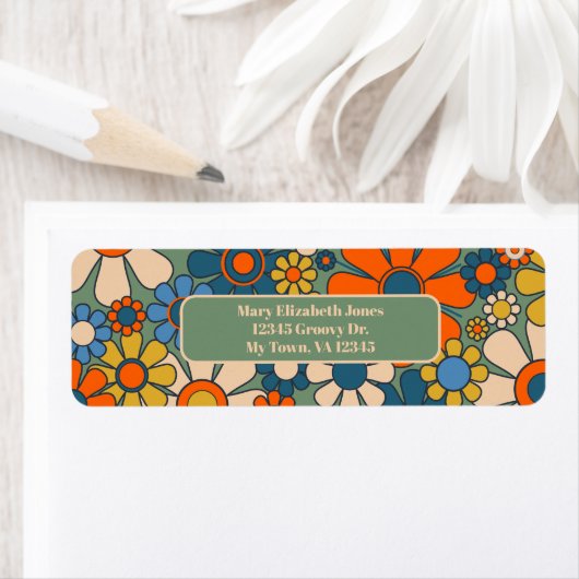 Retro Floral Pattern Etiket (Insitu)