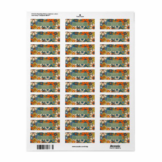 Retro Floral Pattern Etiket (Full Sheet)