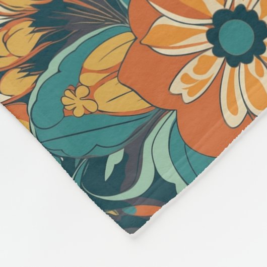 Retro Floral Pattern Fleece Deken (Hoek)