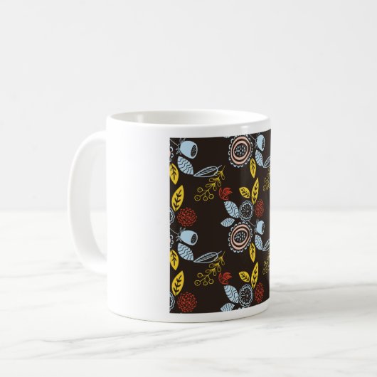 Retro Floral Pattern Koffiemok (Voorkant links)