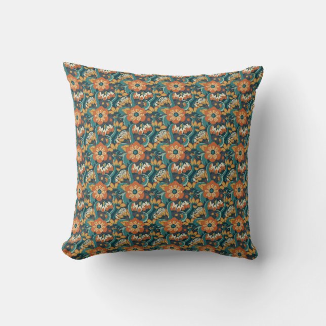 Retro Floral Pattern Kussen (Voorkant)