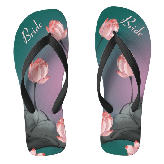 Retro Floral Pattern Lotus Wedding Bride Teenslippers (Voetbed)