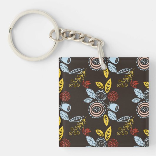 Retro Floral Pattern Sleutelhanger (Voorkant)
