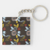 Retro Floral Pattern Sleutelhanger (Achterkant)