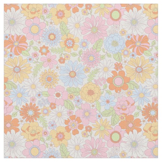 Retro Floral Pattern Stof (Close Up)