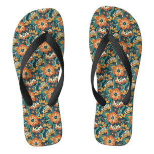 Retro Floral Pattern Teenslippers